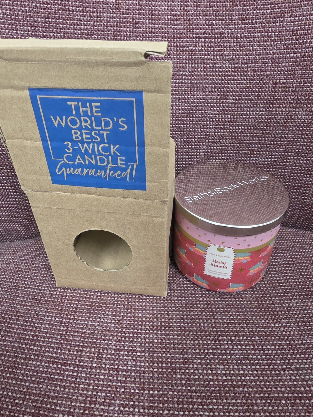 Bath & Body Works Merry Mistletoe 3-Wick Candle - Pink and Gold Lid